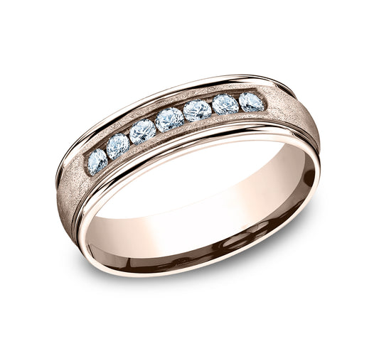 THE CAMBRIDGE 6.5mm 14K Rose Benchmark men's wedding band