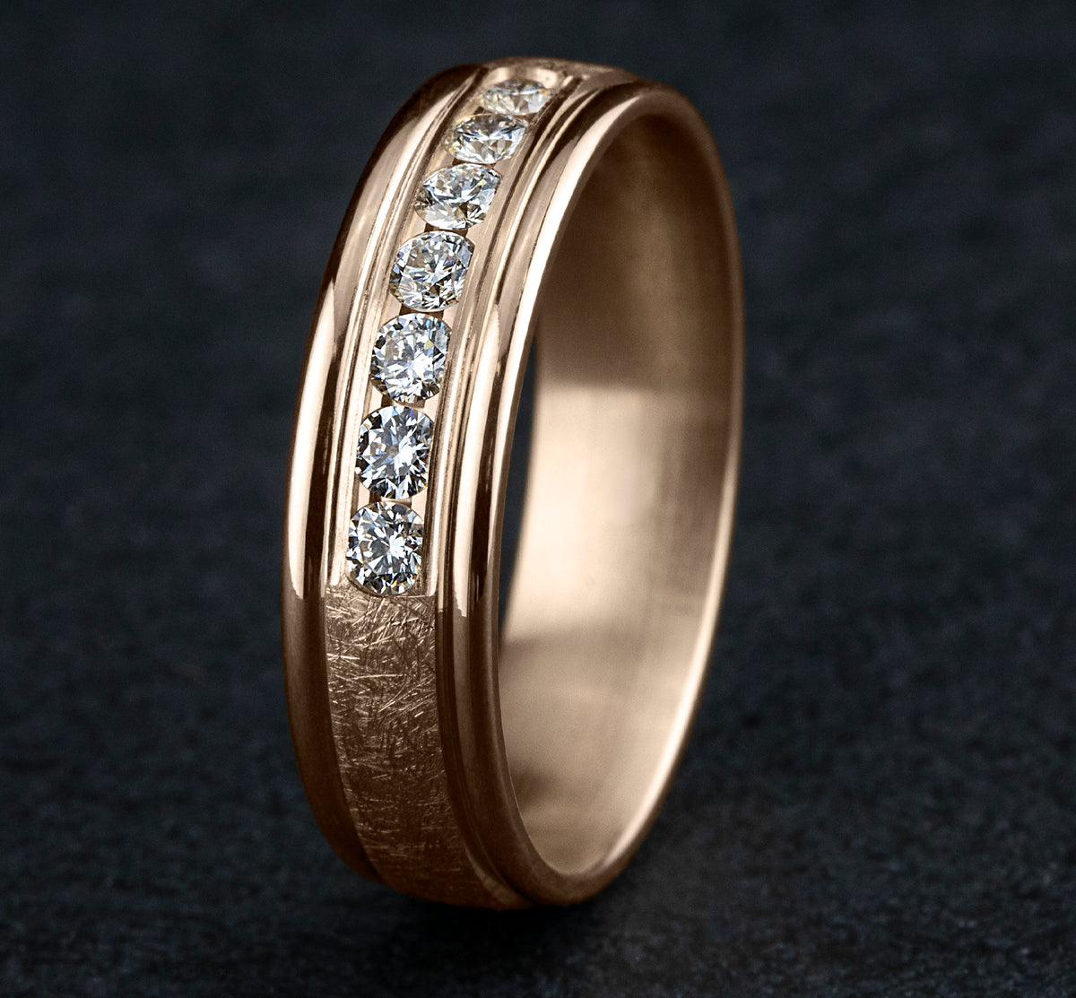 THE CAMBRIDGE 6.5mm 14K Rose Benchmark men's wedding band
