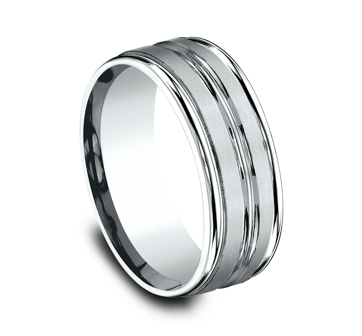 THE ECHO 8mm 14K White Benchmark men's wedding band