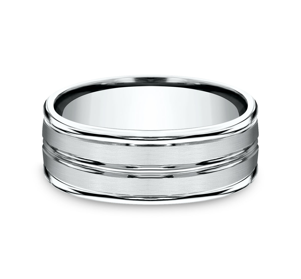 THE ECHO 8mm 14K White Benchmark men's wedding band