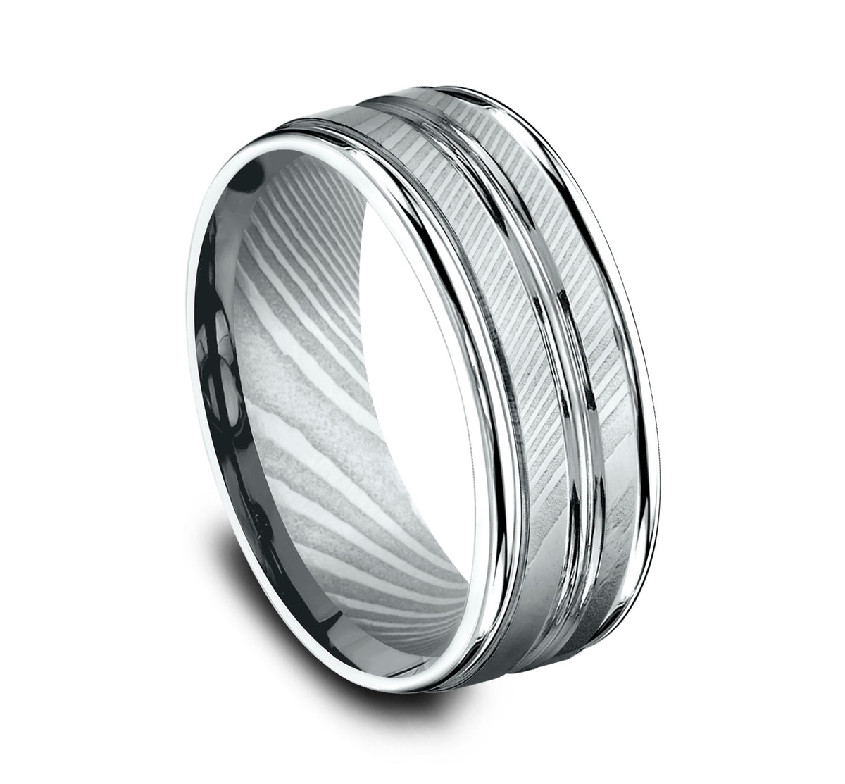 THE ECHO 8mm Damascus Steel Benchmark men's wedding band