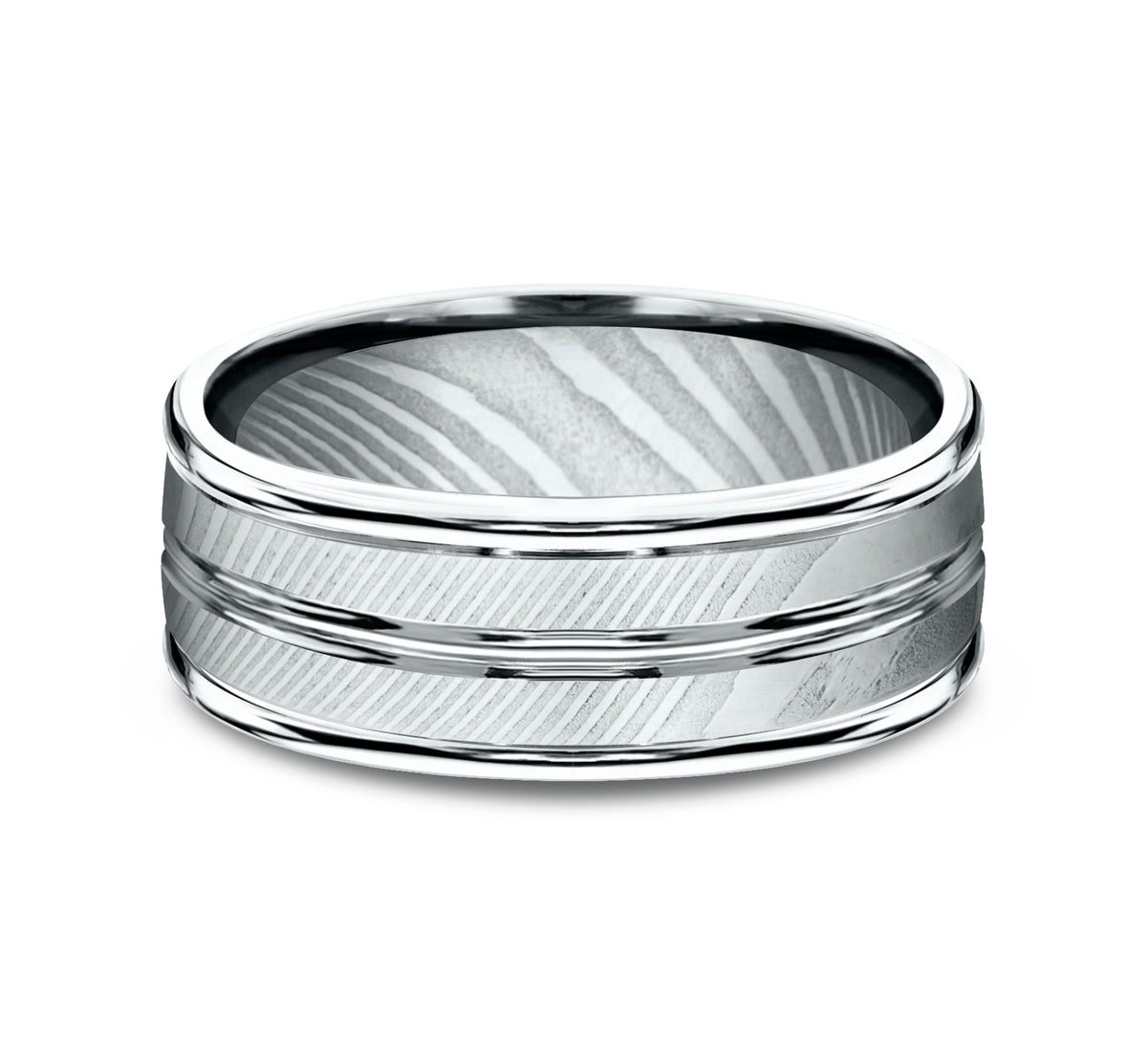 THE ECHO 8mm Damascus Steel Benchmark men's wedding band