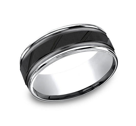 THE RIDGE 8mm Cobalt Black Benchmark men's wedding band