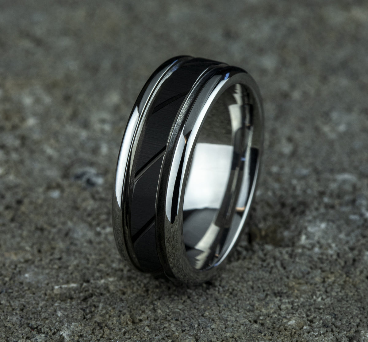 THE RIDGE 8mm Cobalt Black Benchmark men's wedding band