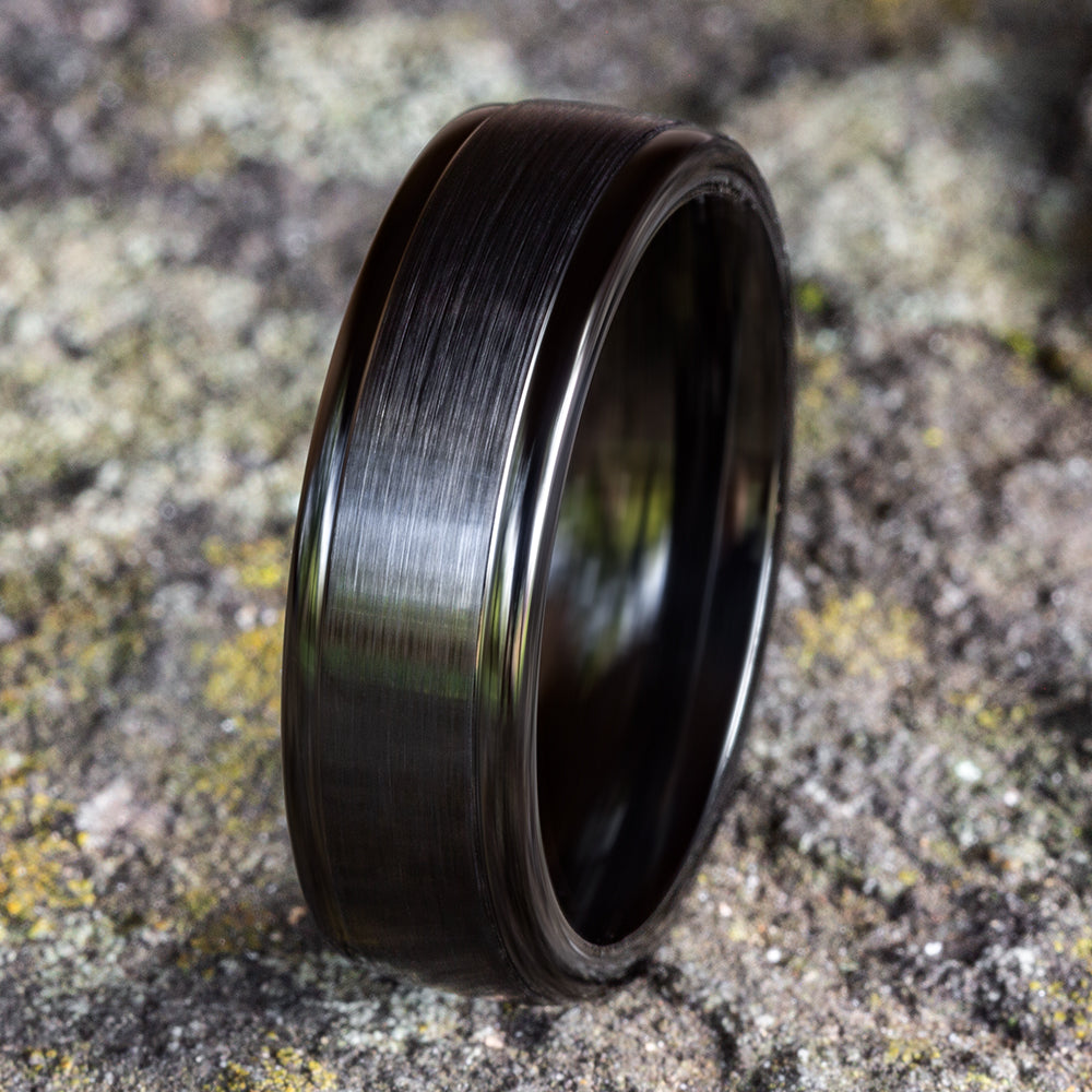 THE WASHINGTON 6mm Black Titanium Benchmark men's wedding band