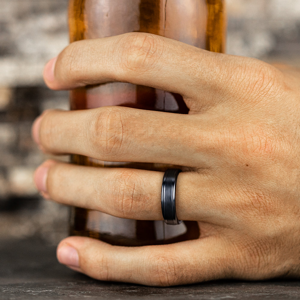 THE WASHINGTON 6mm Black Titanium Benchmark men's wedding band