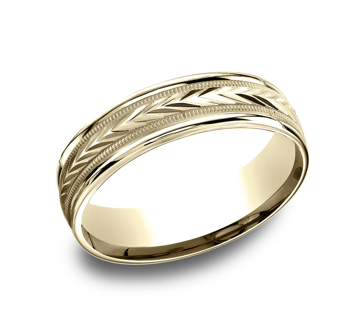 THE PRIMOR 6mm 14K Yellow Benchmark men's wedding band