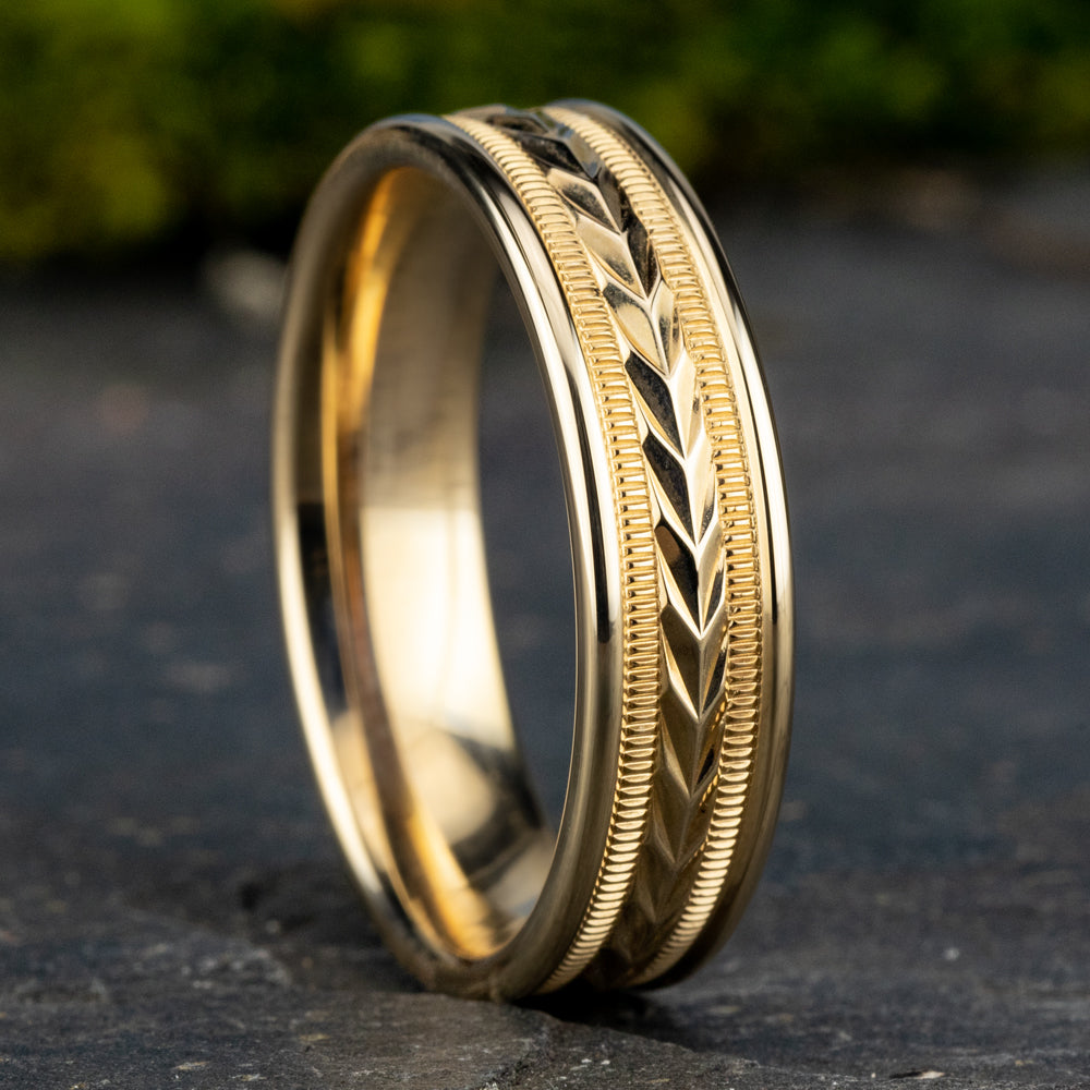 THE PRIMOR 6mm 14K Yellow Benchmark men's wedding band