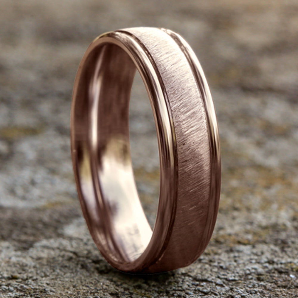 THE AURELIUS 6mm 14K Rose Benchmark men's wedding band