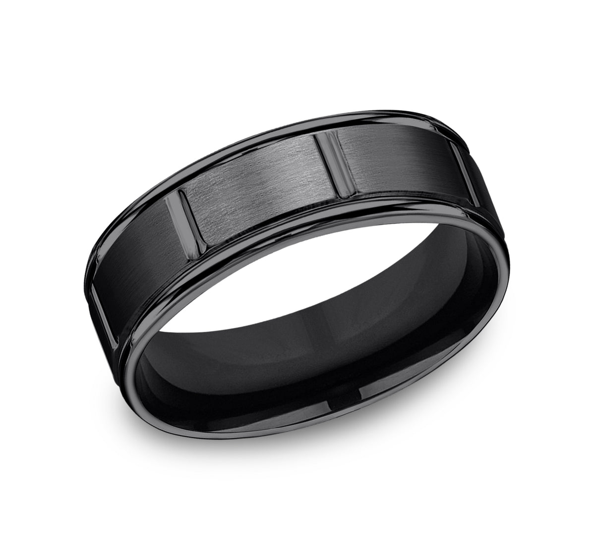 THE GAMBIT 7mm Black Titanium Benchmark men's wedding band