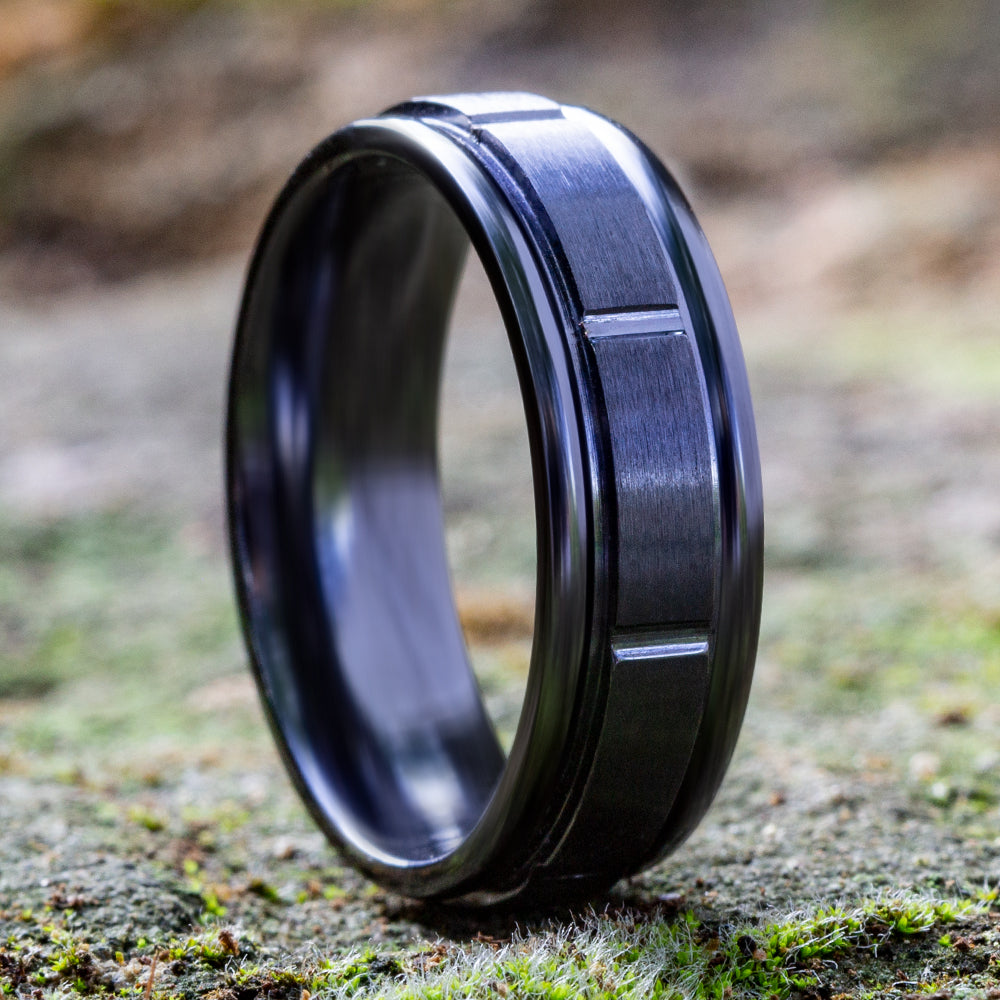 THE GAMBIT 7mm Black Titanium Benchmark men's wedding band