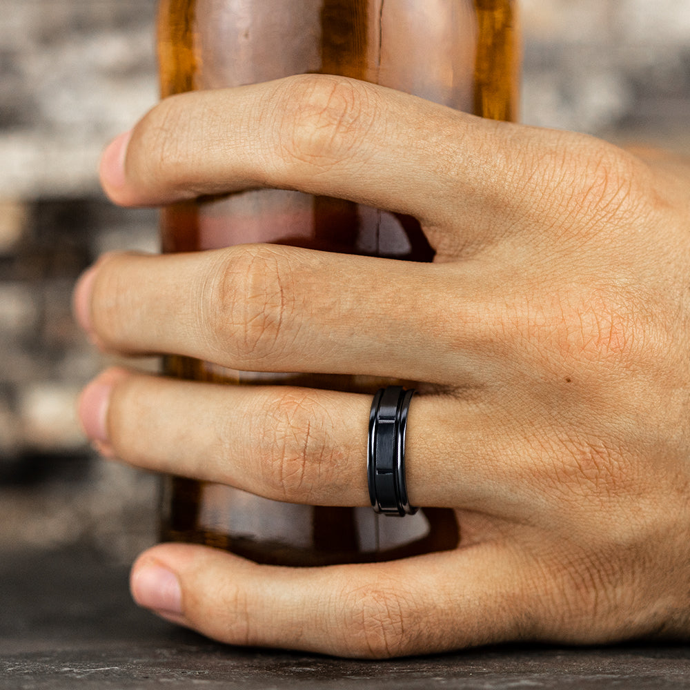 THE GAMBIT 7mm Black Titanium Benchmark men's wedding band