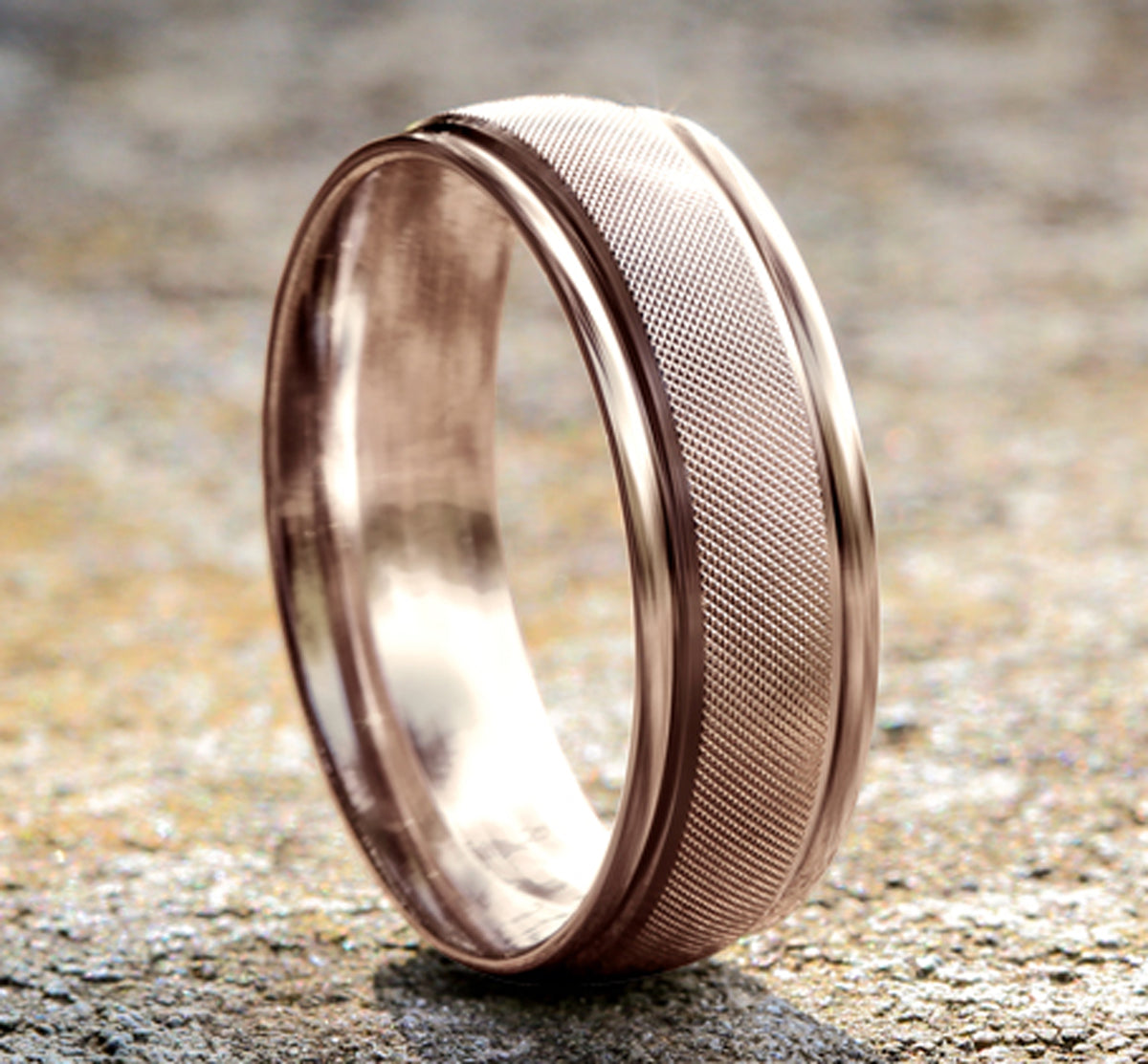 THE FIORE 7mm 14K Rose Benchmark men's wedding band