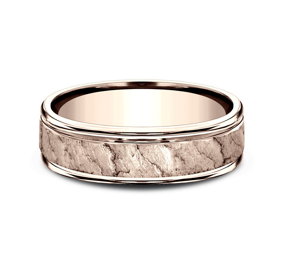 THE POMPEII 6.5mm 14K Rose Benchmark men's wedding band