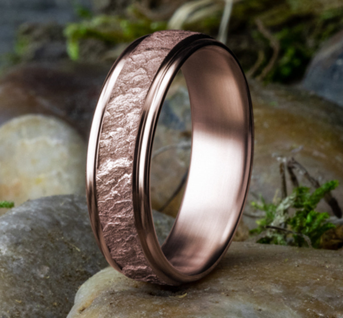 THE POMPEII 6.5mm 14K Rose Benchmark men's wedding band
