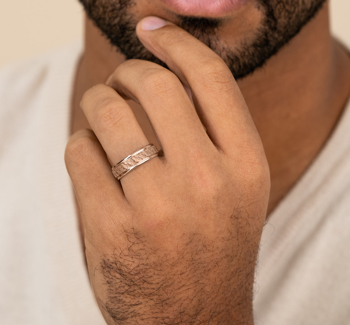 THE POMPEII 6.5mm 14K Rose Benchmark men's wedding band