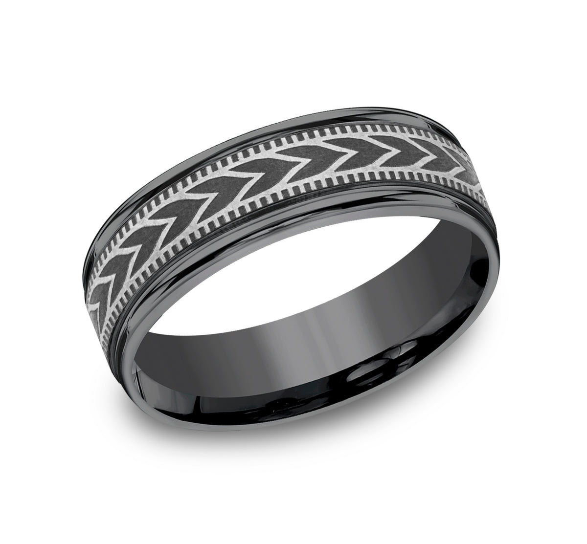 THE ARROW 7mm Tantalum Dark Benchmark men's wedding band