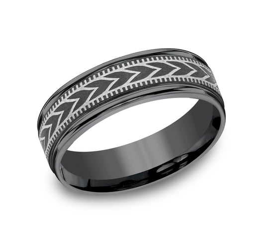 THE ARROW 7mm Tantalum Dark Benchmark men's wedding band