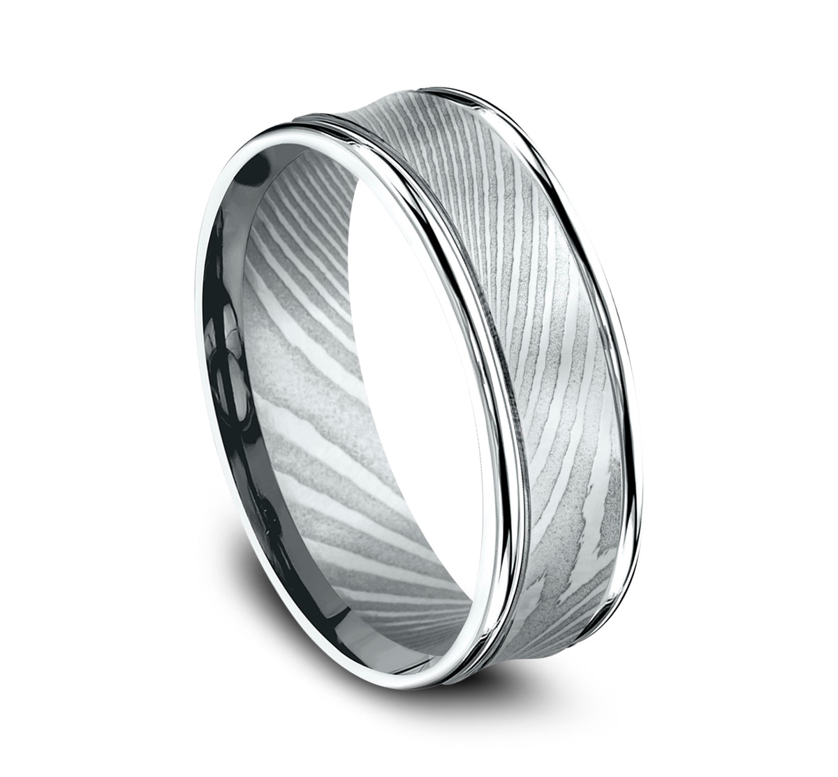 THE DESOTO 7.5mm Damascus Steel Benchmark men's wedding band