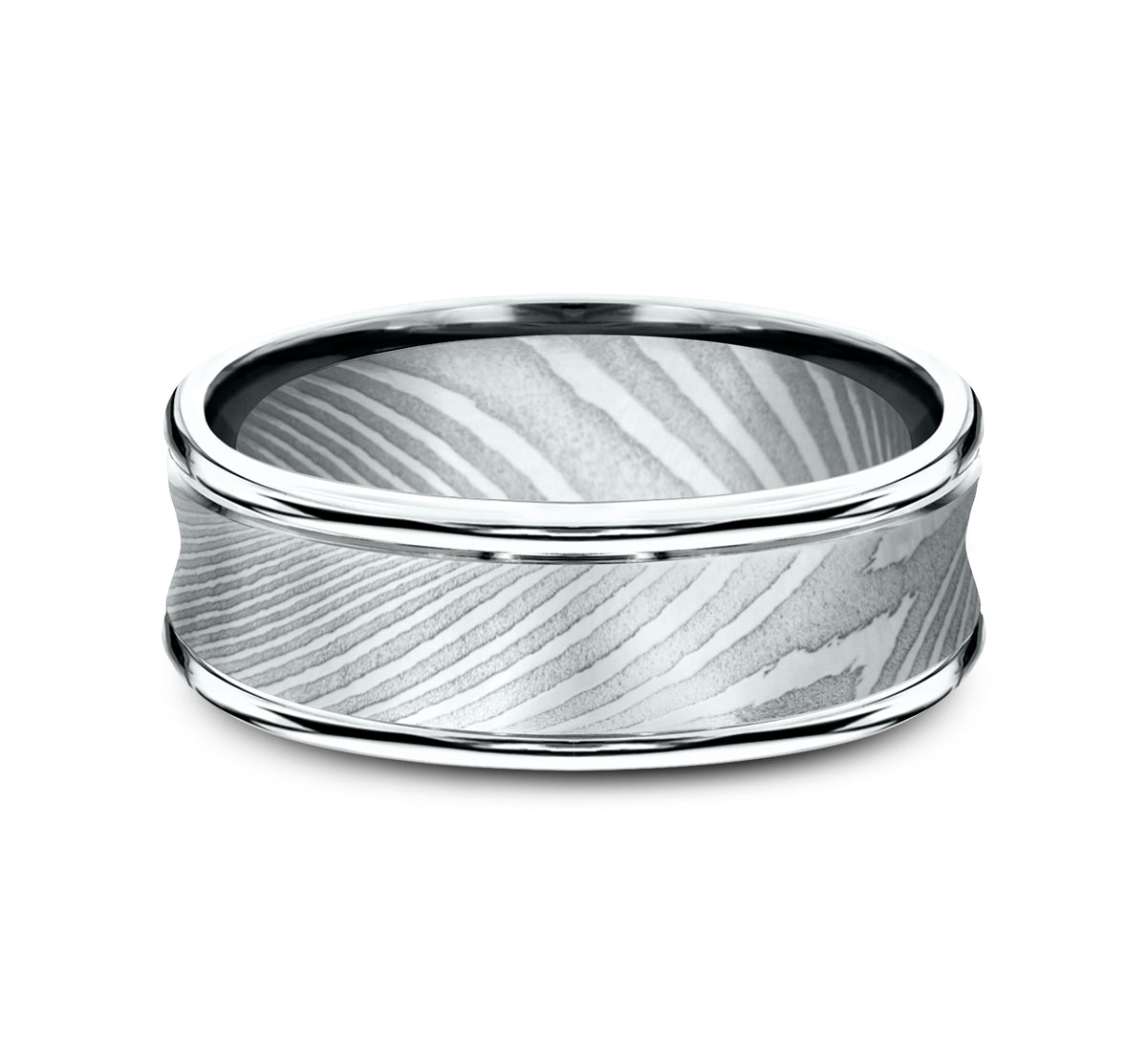 THE DESOTO 7.5mm Damascus Steel Benchmark men's wedding band