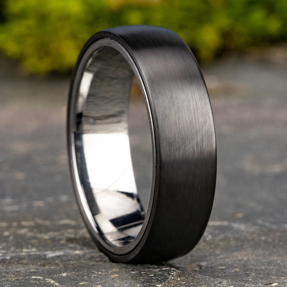 THE BARON 6.5mm Tantalum Grey/Black Titanium Benchmark men's wedding band