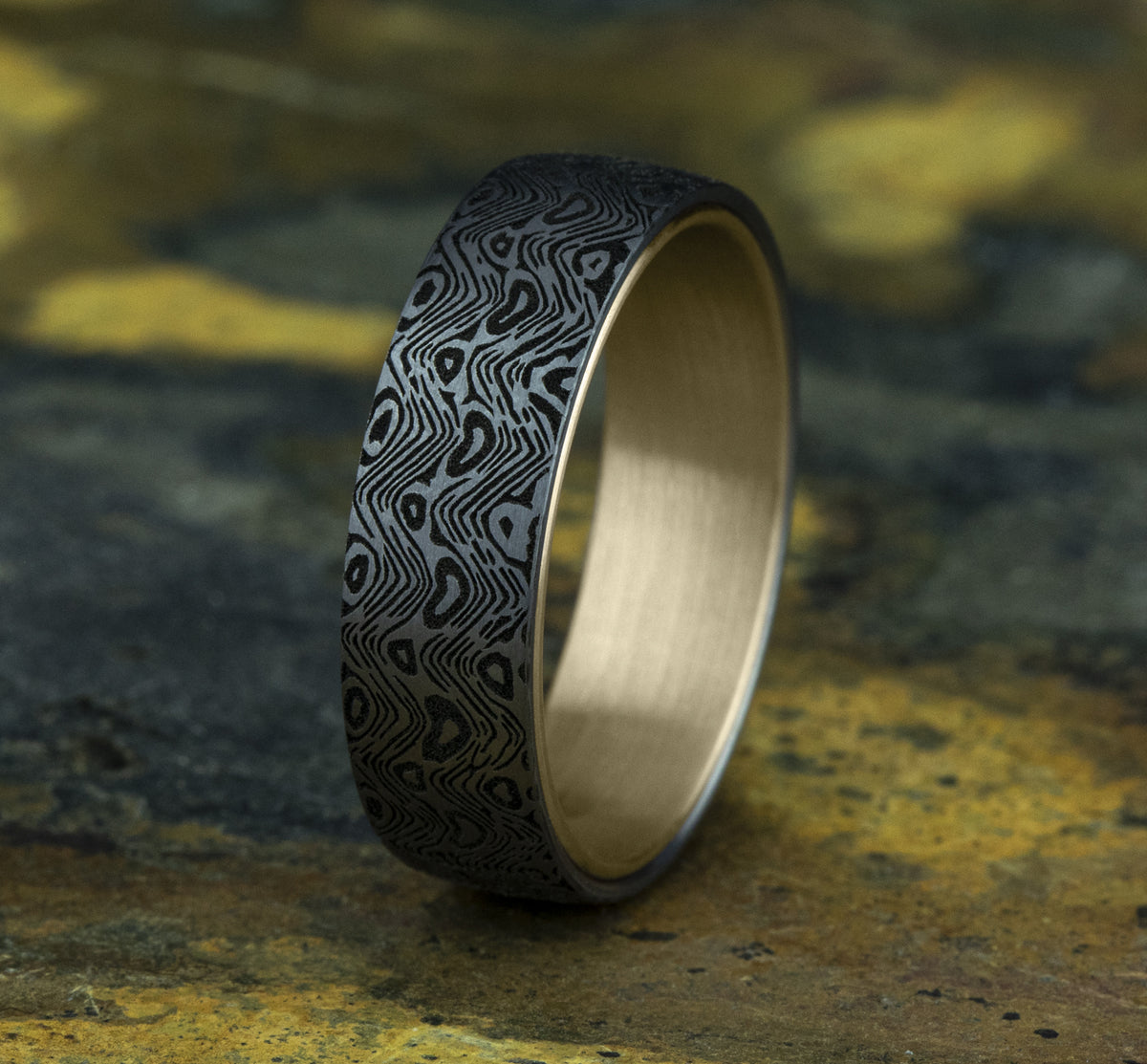 THE WAVE 6.5mm 14K Yellow/Tantalum Grey Benchmark men's wedding band