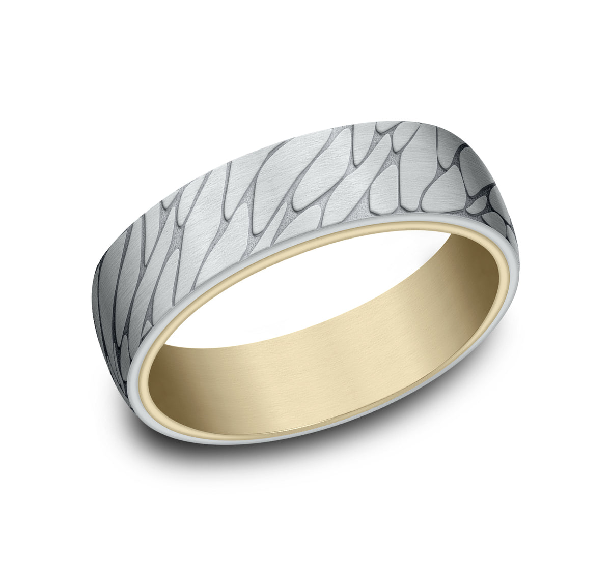 THE GOODMAN 6.5mm 14K Yellow/White Benchmark men's wedding band