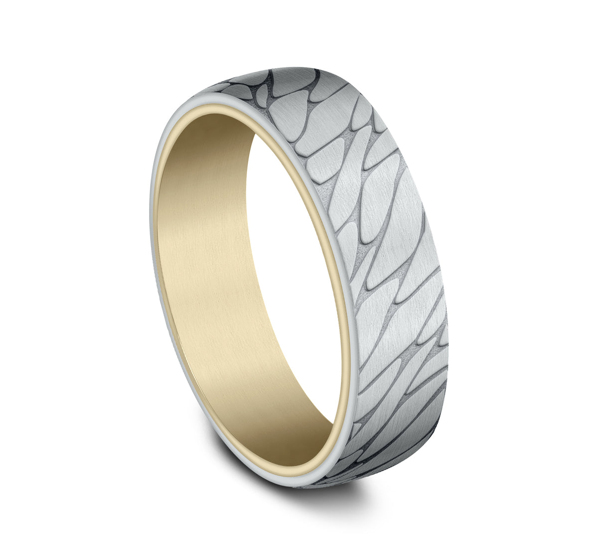 THE GOODMAN 6.5mm 14K Yellow/White Benchmark men's wedding band
