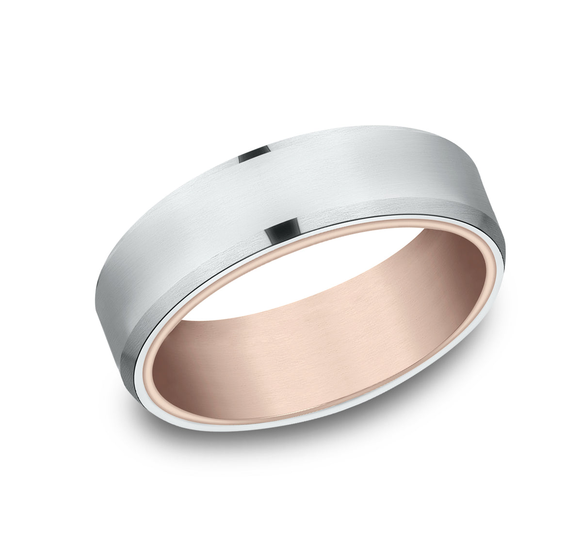 THE NOBLEMAN 6.5mm 14K Rose/White Benchmark men's wedding band