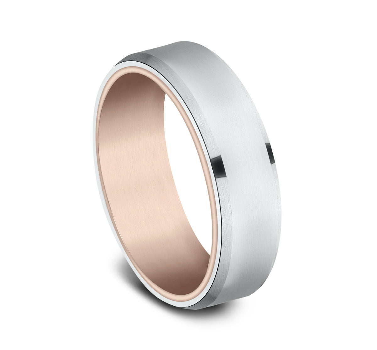 THE NOBLEMAN 6.5mm 14K Rose/White Benchmark men's wedding band