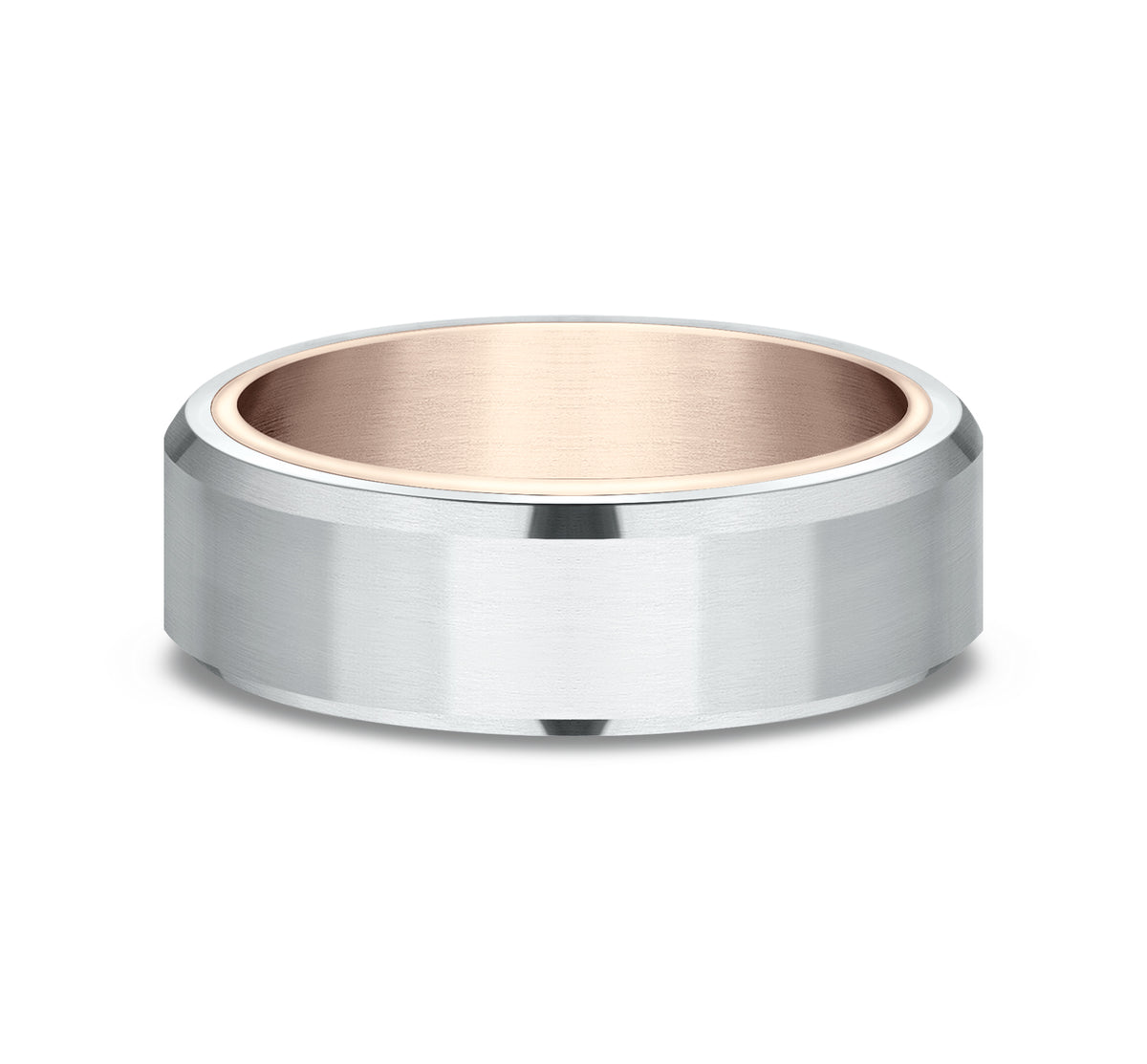 THE NOBLEMAN 6.5mm 14K Rose/White Benchmark men's wedding band