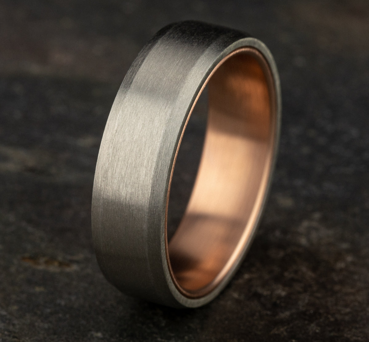 THE NOBLEMAN 6.5mm 14K Rose/White Benchmark men's wedding band