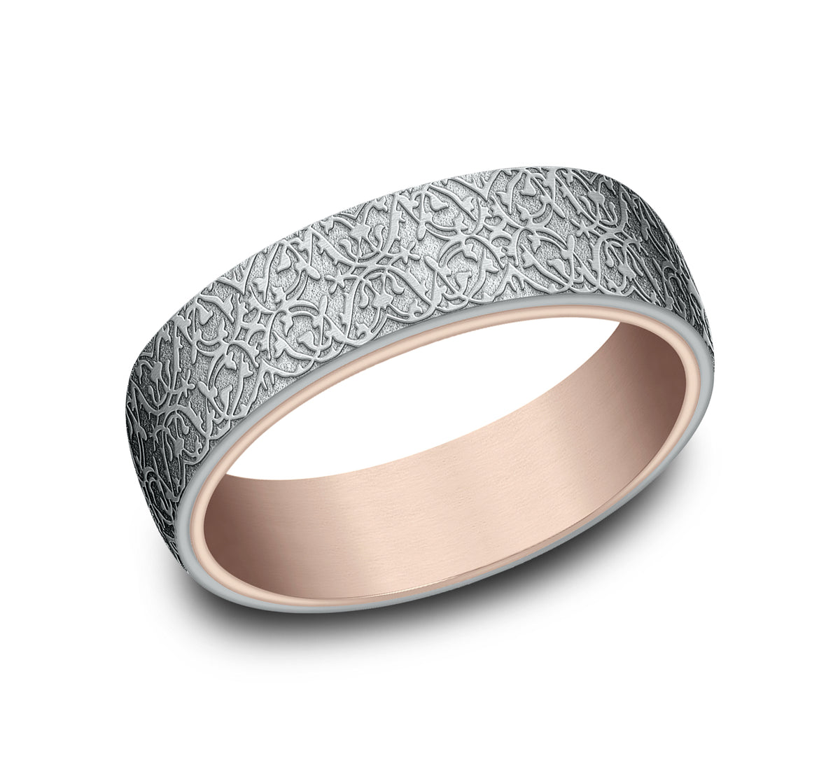 THE SULTAN 6.5mm 14K Rose/White Benchmark men's wedding band