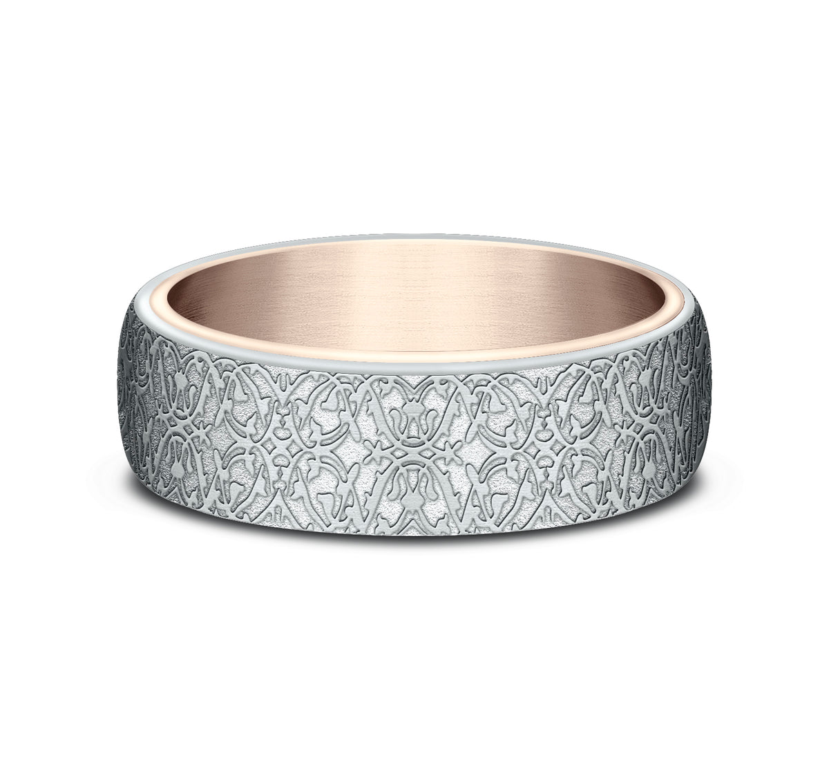 THE SULTAN 6.5mm 14K Rose/White Benchmark men's wedding band