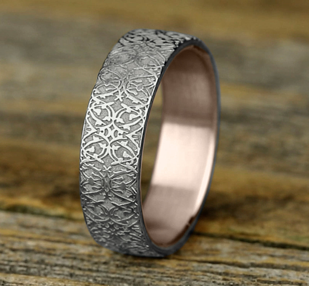 THE SULTAN 6.5mm 14K Rose/White Benchmark men's wedding band