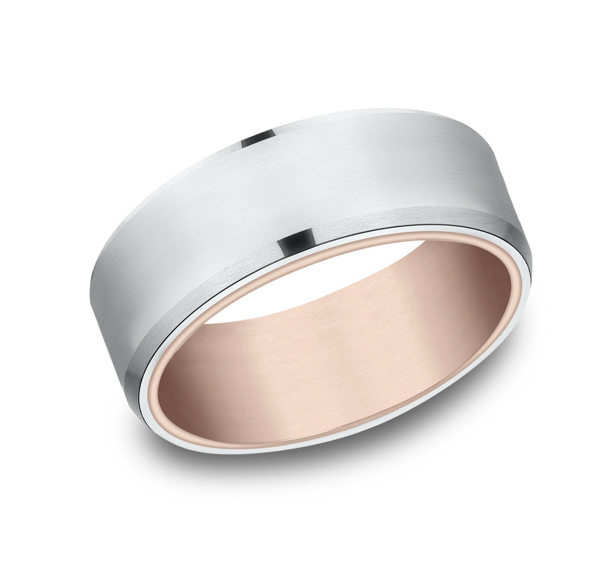 THE NOBLEMAN 6.5mm 14K Rose/White Benchmark men's wedding band