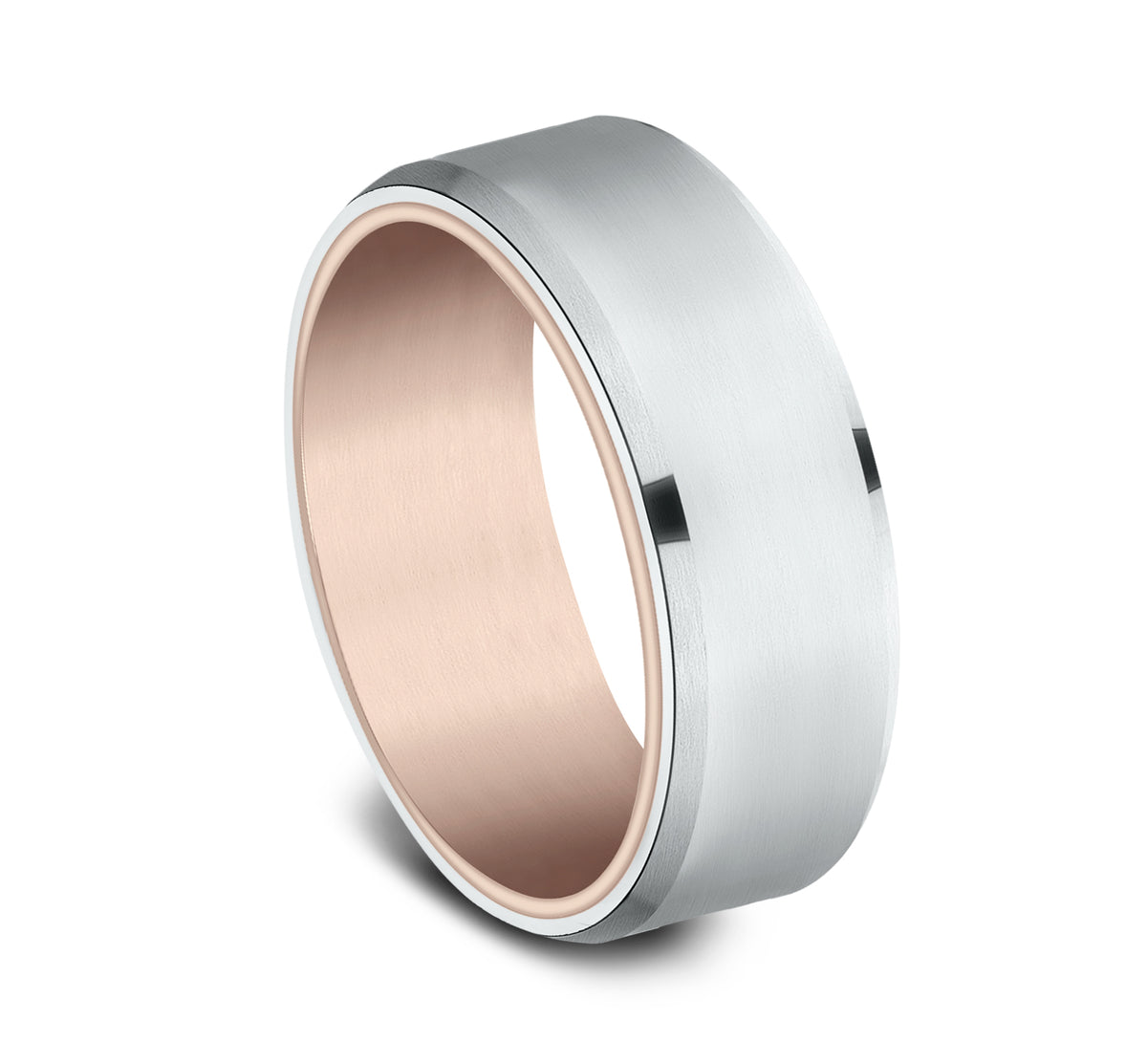 THE NOBLEMAN 6.5mm 14K Rose/White Benchmark men's wedding band