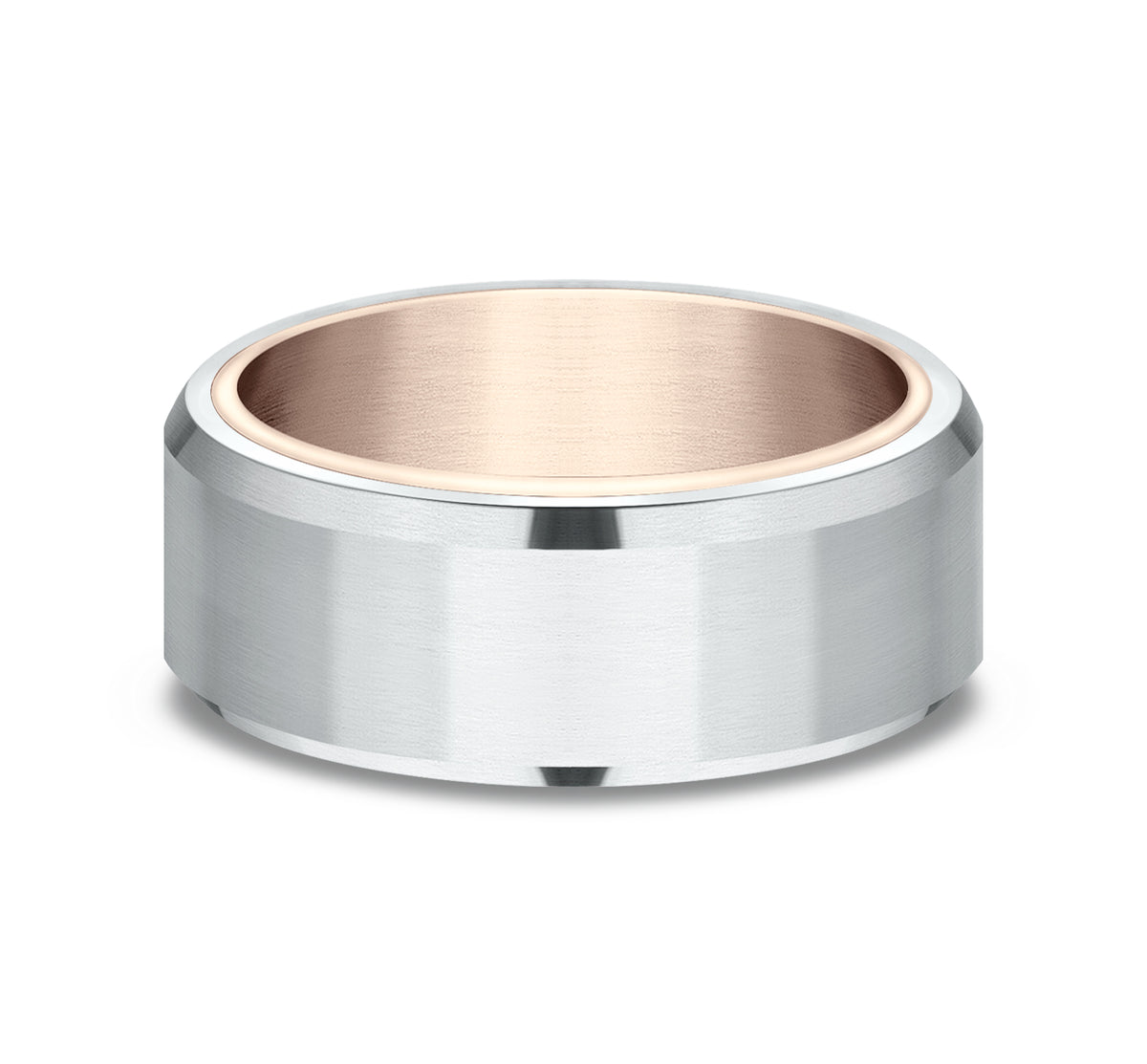 THE NOBLEMAN 6.5mm 14K Rose/White Benchmark men's wedding band