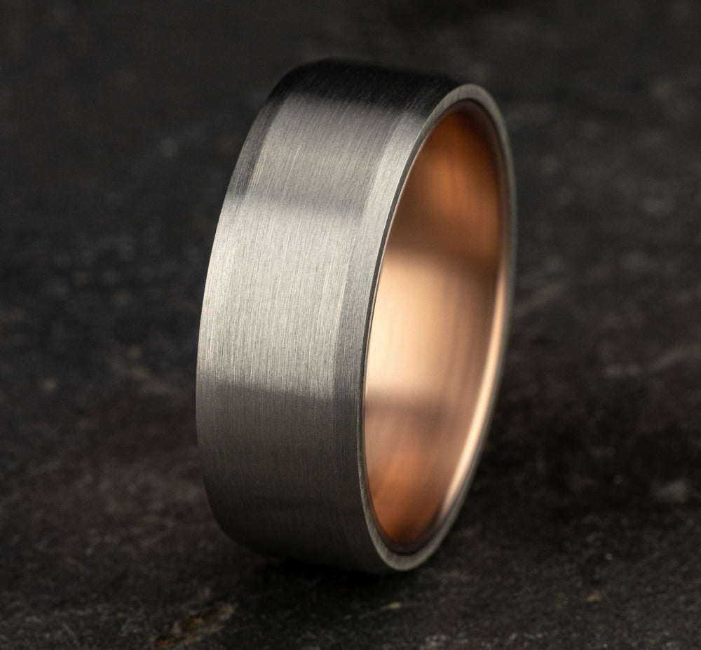 THE NOBLEMAN 6.5mm 14K Rose/White Benchmark men's wedding band