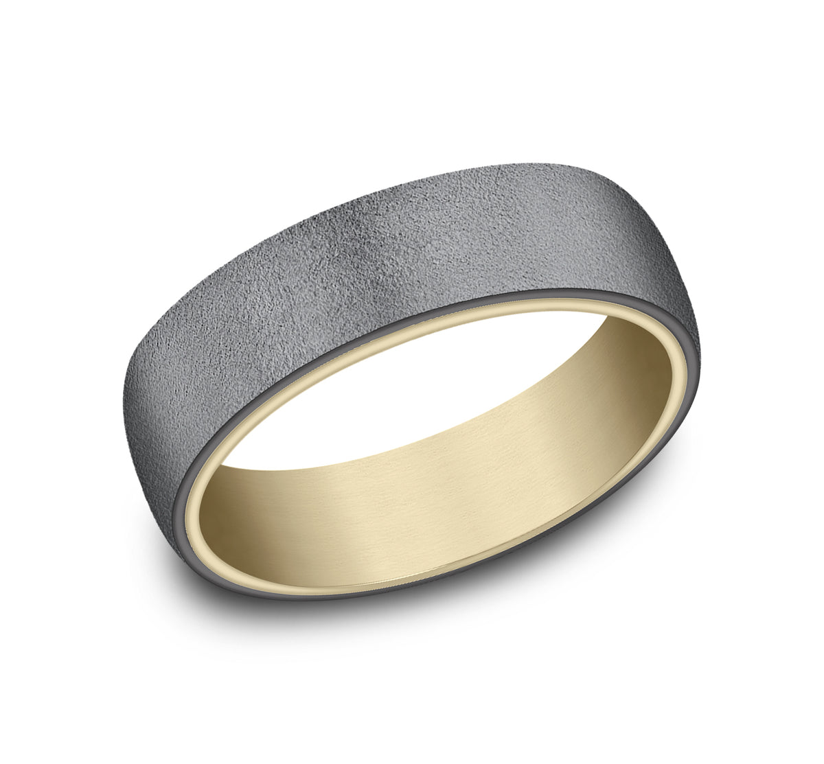 THE COMMODORE 6.5mm 14K Yellow/Tantalum Dark Benchmark men's wedding band