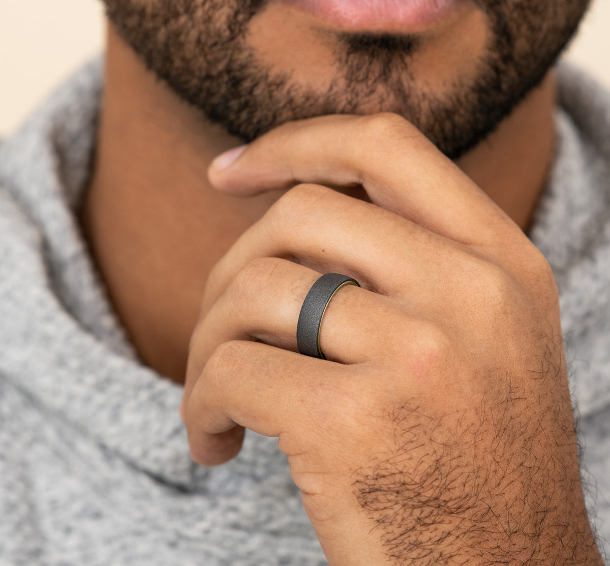 THE COMMODORE 6.5mm 14K Yellow/Tantalum Dark Benchmark men's wedding band