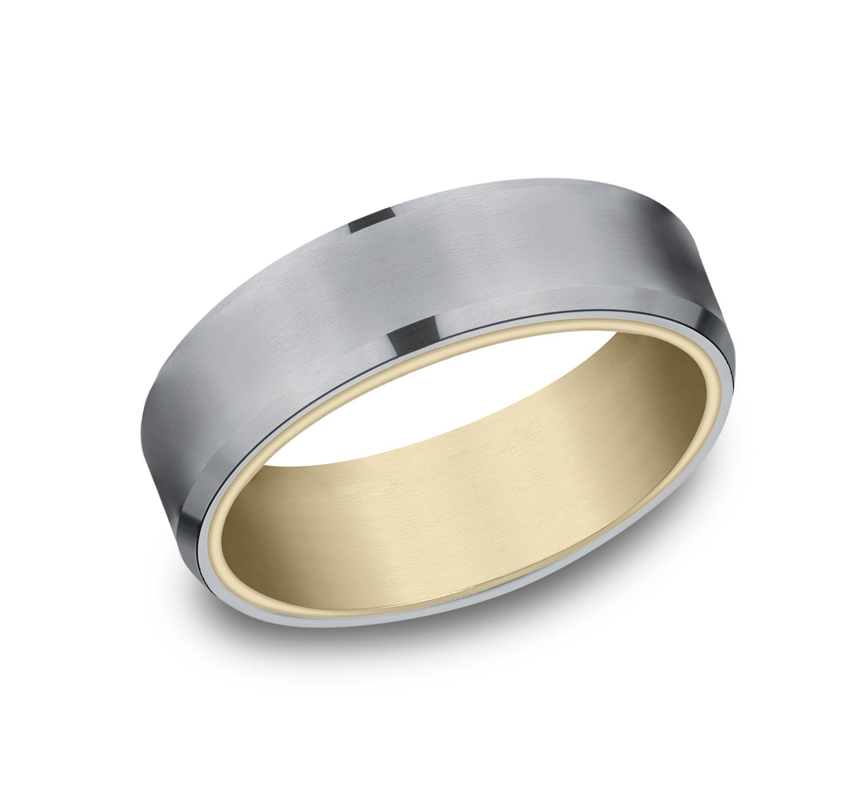 THE NOBLEMAN 6.5mm 14K Yellow/Tantalum Grey Benchmark men's wedding band