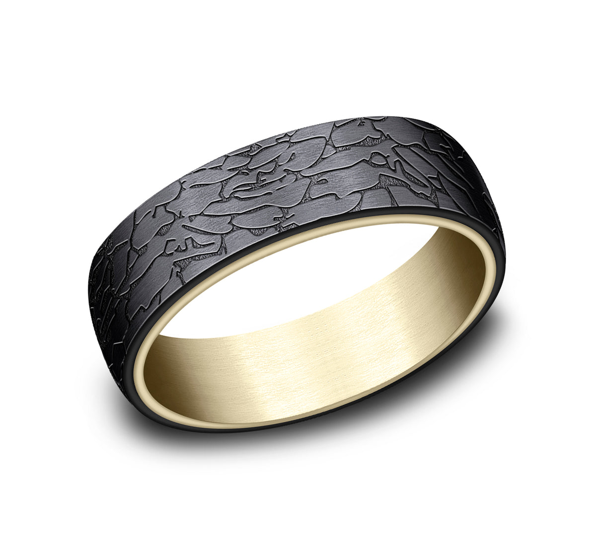 THE AVALON 6.5mm 14K Yellow/Black Titanium Benchmark men's wedding band