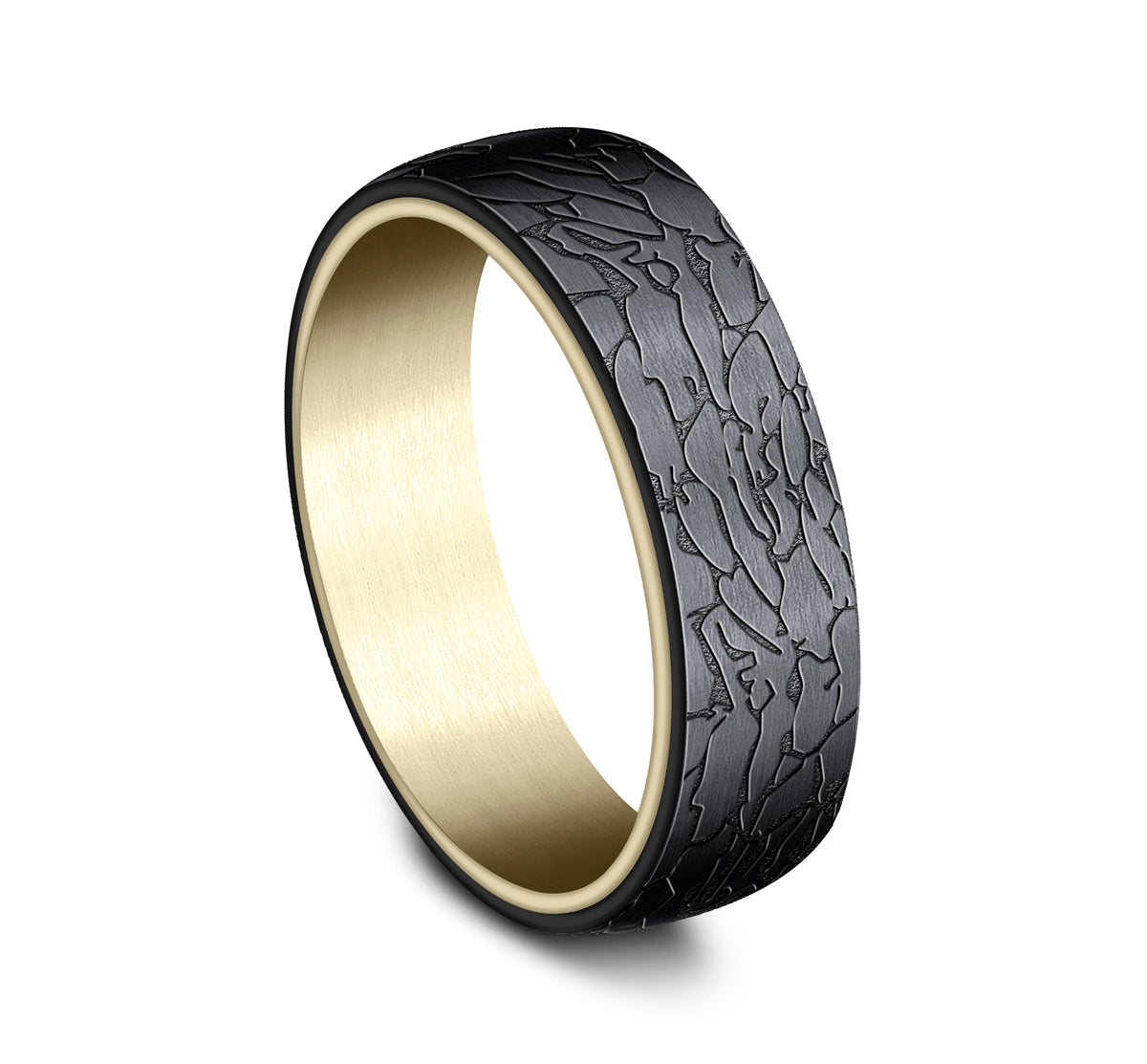 THE AVALON 6.5mm 14K Yellow/Black Titanium Benchmark men's wedding band