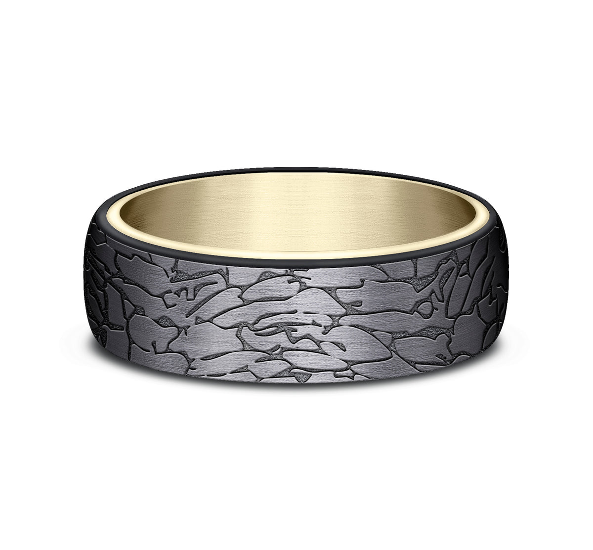 THE AVALON 6.5mm 14K Yellow/Black Titanium Benchmark men's wedding band