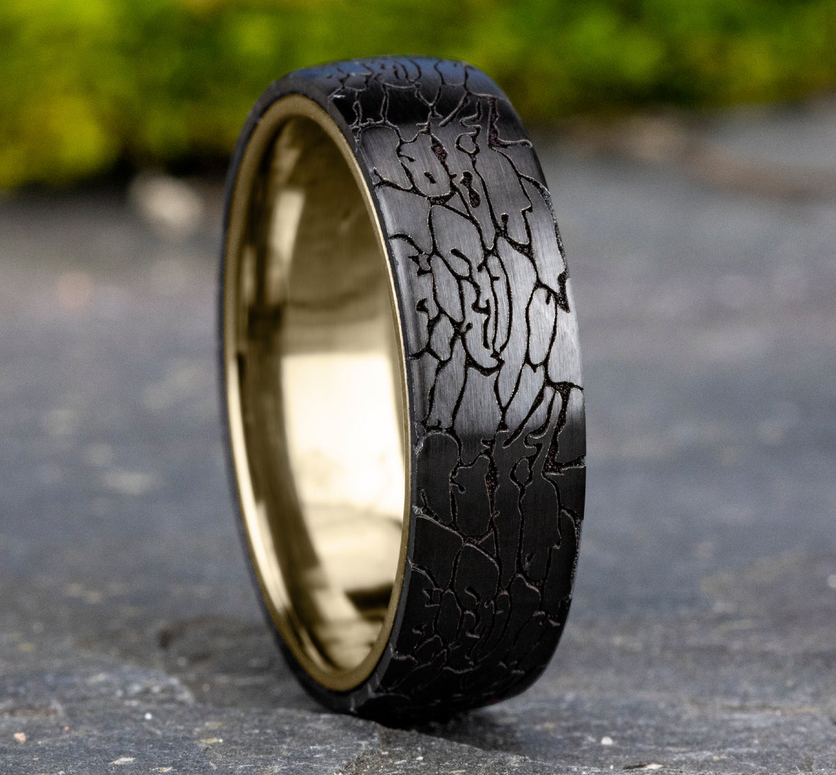 THE AVALON 6.5mm 14K Yellow/Black Titanium Benchmark men's wedding band