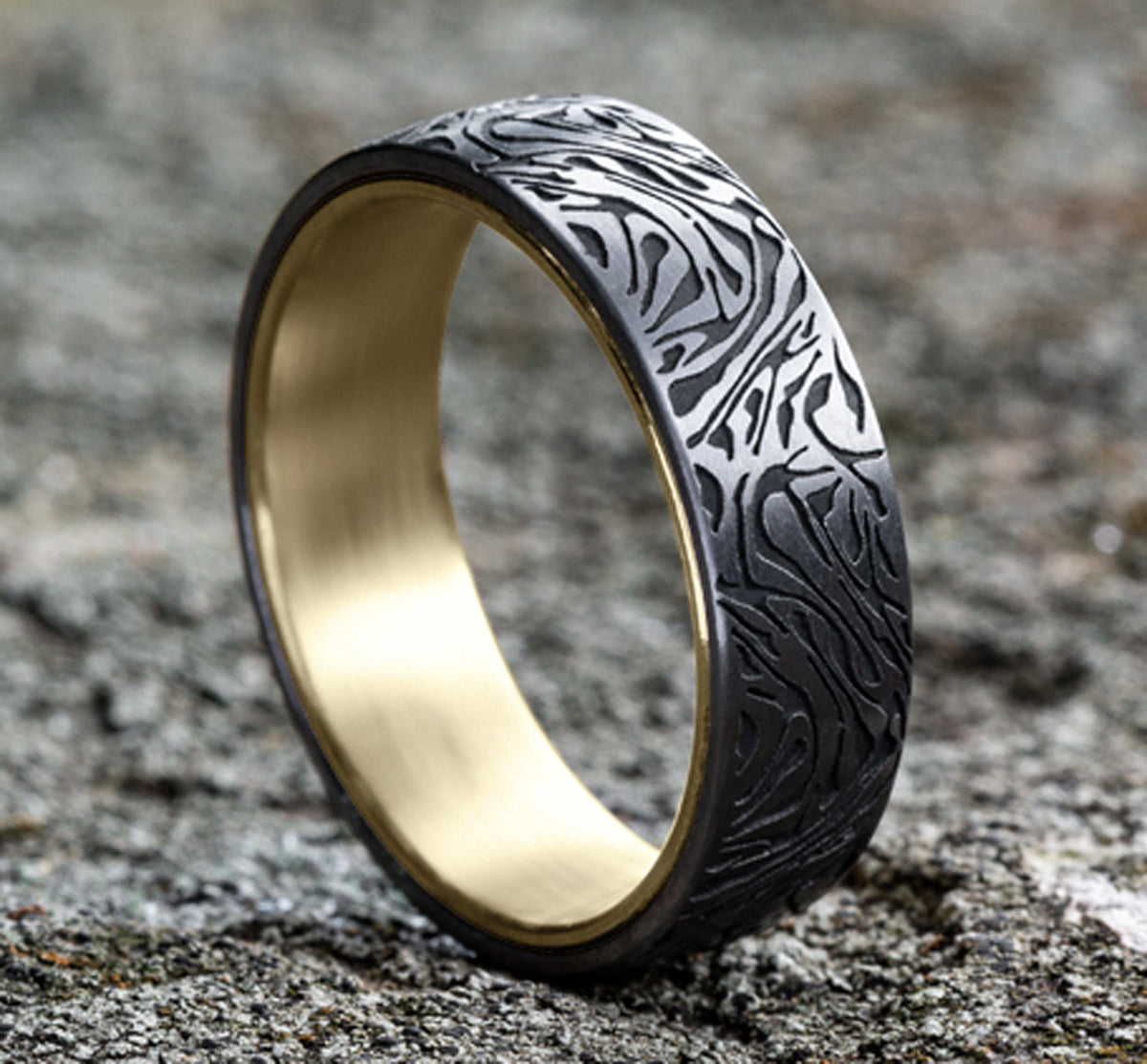 THE IMPERIAL 6.5mm 14K Yellow/Tantalum Grey Benchmark men's wedding band