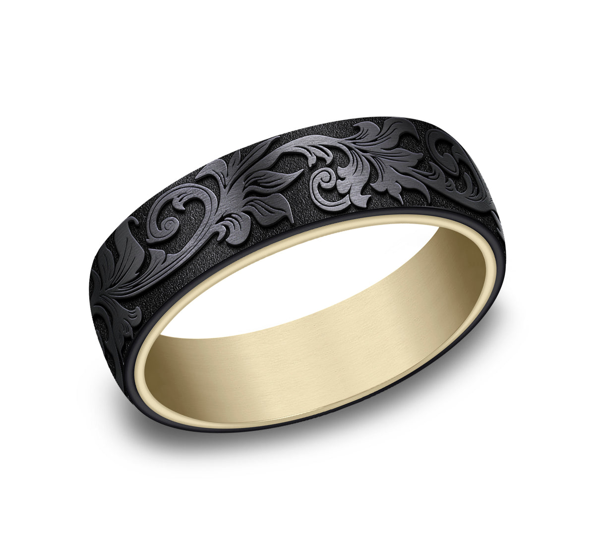 THE PALACE 8mm 14K Yellow/Black Titanium Benchmark men's wedding band
