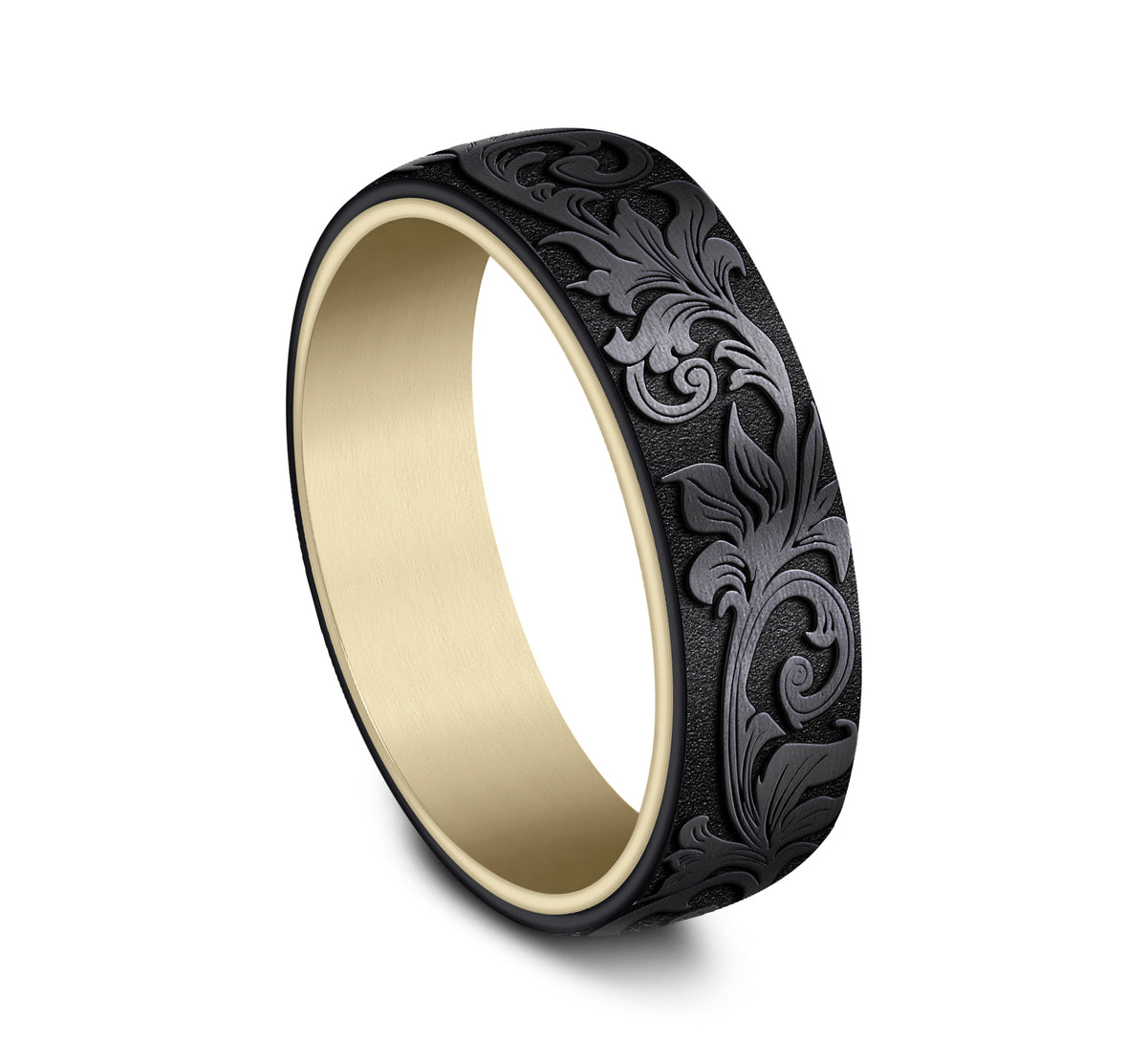 THE PALACE 8mm 14K Yellow/Black Titanium Benchmark men's wedding band