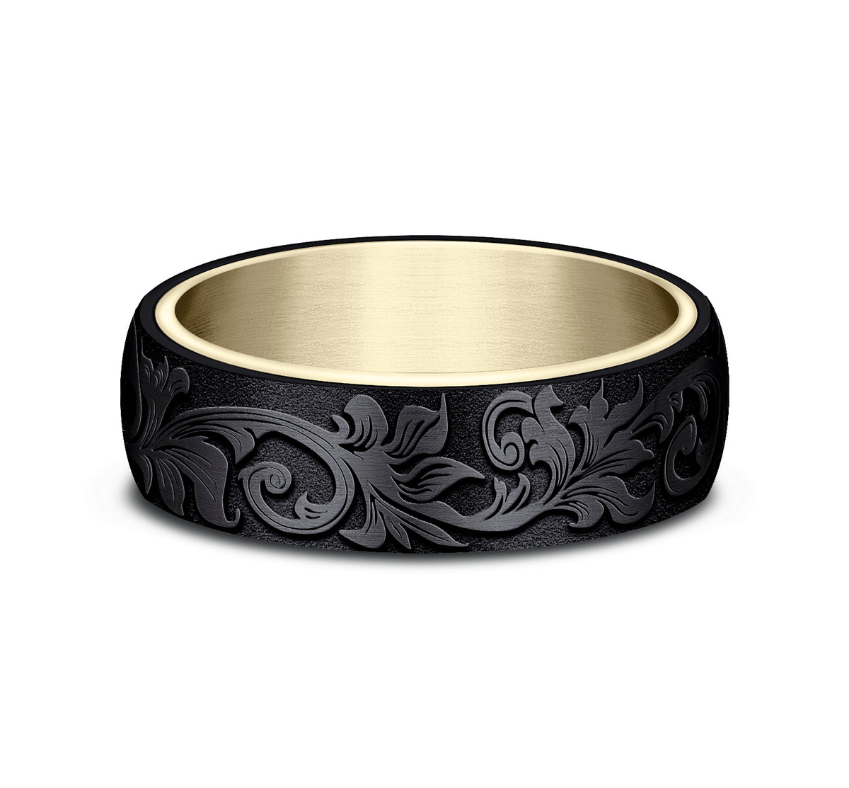 THE PALACE 8mm 14K Yellow/Black Titanium Benchmark men's wedding band
